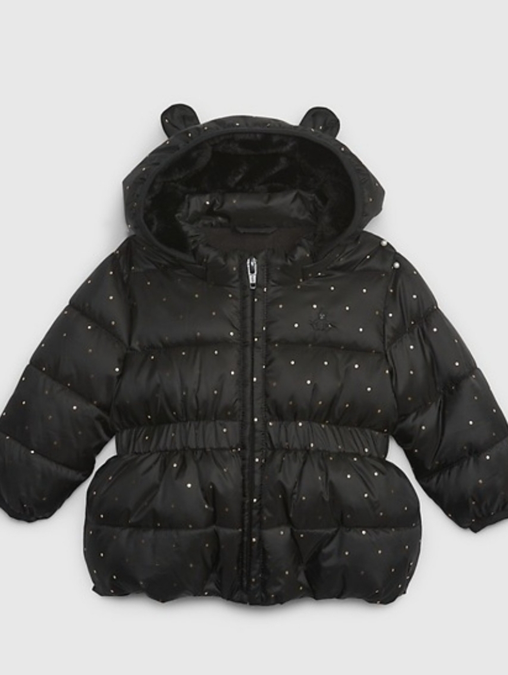 Gap NWT Baby Recycled Metallic Dots Puffer Jacket Size 6-+2 Months.